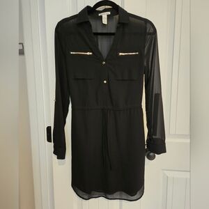 Charlotte Russe Black Long Sleeve Dress with Gold Accents